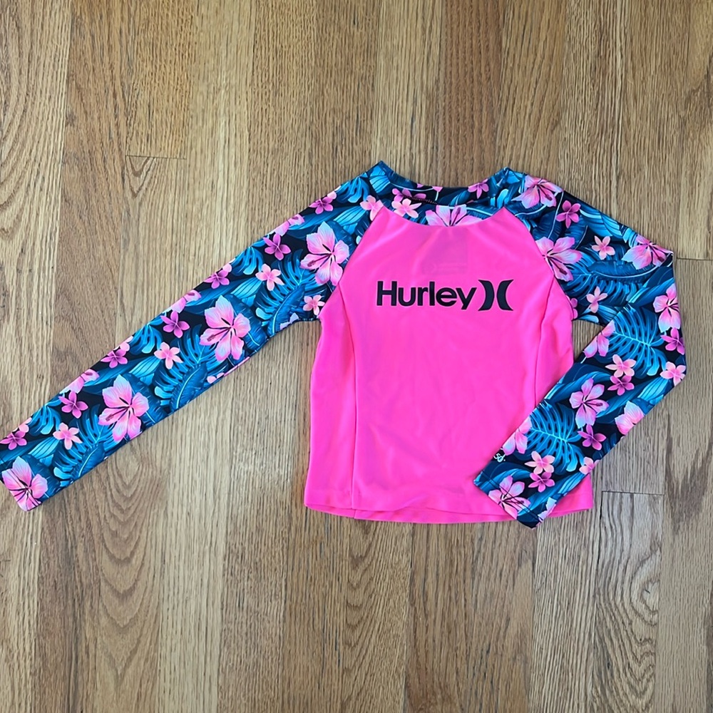 Hurley Girls Long Sleeve Hawaiian Floral Rash Guard UPF50+